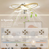 HOMCOM Ceiling Fan with Light and Remote, 3 Colour Temperatures, LED Mount Ceiling Fan Light for Bedroom, Gold Tone