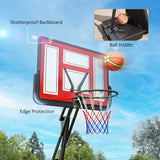 SPORTNOW Basketball Hoop Outdoor, Height Adjustable Basketball Hoop and Stand with Rebound System, Weighted Base, Portable on Wheels, 2.45-3.05m, for Teens, Juniors, Adults, Red