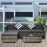 Outsunny Rattan Garden Sofa Set, 4-Seater Wicker Sectional for Garden, Grey