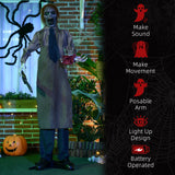 HOMCOM 5.5ft Life Size Halloween Animatronic Standing Chainsaw Killer, with Light Up Eyes, Sound Activated Moving Body, Scary Halloween Decorations, Battery Operated, Indoor Party Props