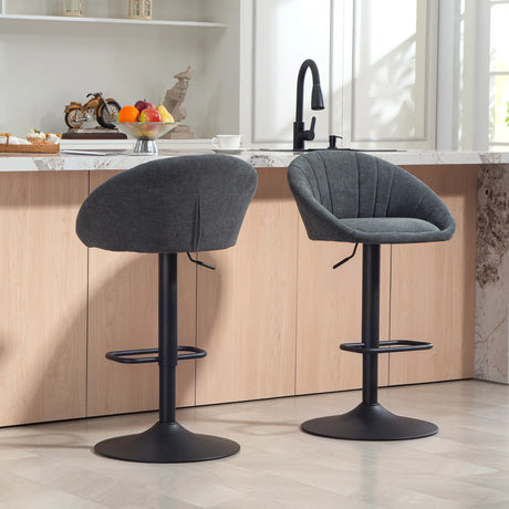 HOMCOM Set of Two Relaxed Tub Bar Stools - Dark Grey