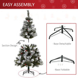 HOMCOM Indoor Christmas Tree Artificial Berry Xmas Decoration with Metal Stand and 184 Tips (5FT(150CM))