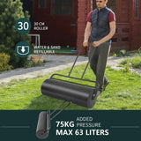 36 x 12 Inch Tow Lawn Roller Water Filled Metal Push Roller-Black