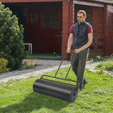 36 x 12 Inch Tow Lawn Roller Water Filled Metal Push Roller-Black