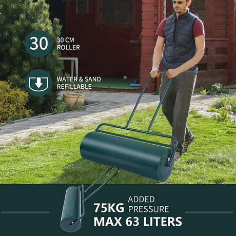 36 x 12 Inches Tow Lawn Roller Water Filled Metal Push Roller