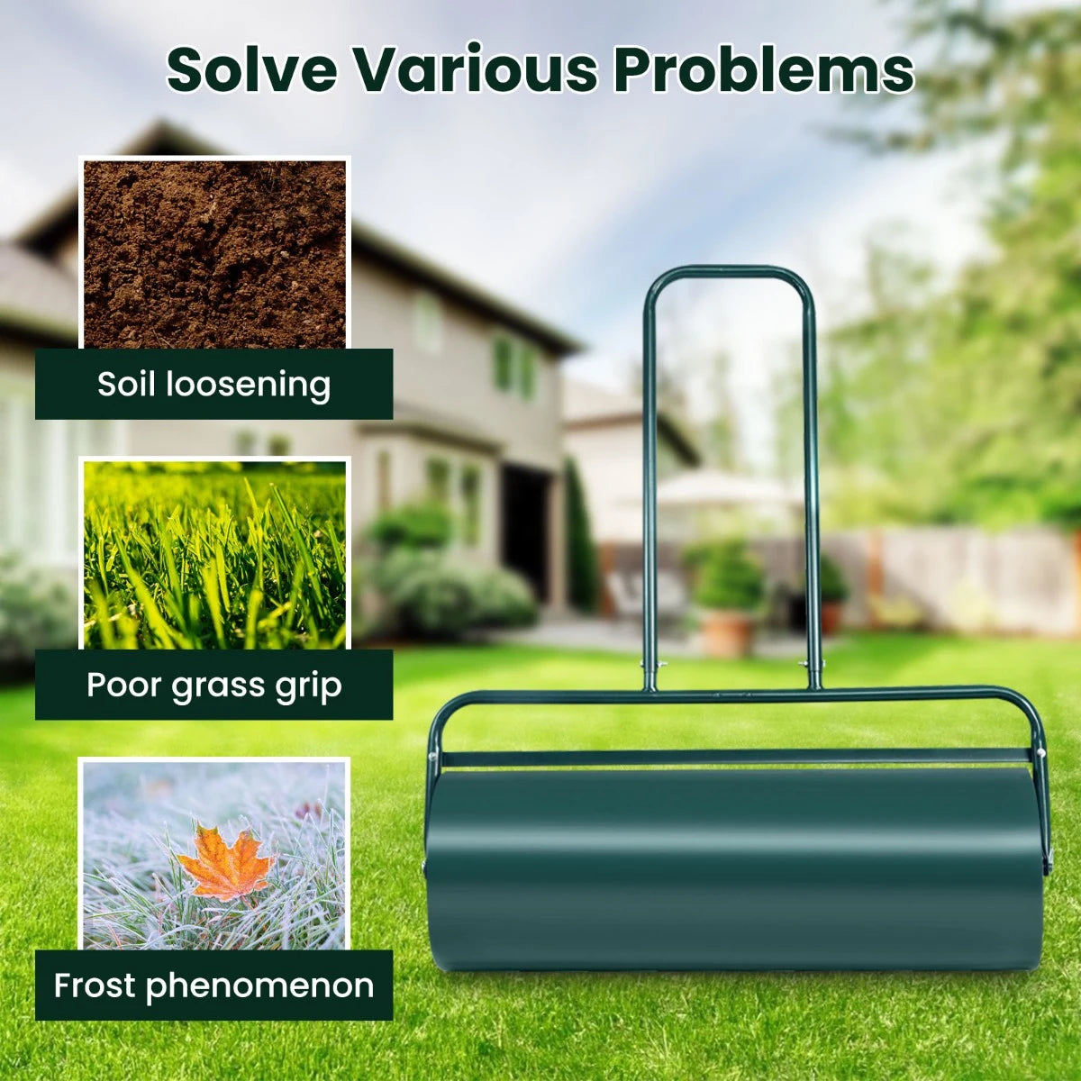 24 x 13 Inch Tow Lawn Roller Water Filled Metal Push Roller