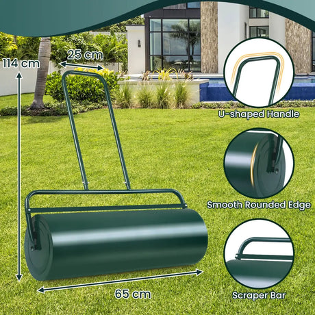 24 x 13 Inch Tow Lawn Roller Water Filled Metal Push Roller
