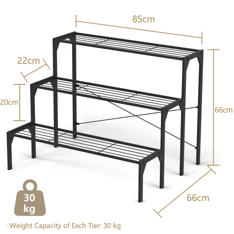3 Tier Plant Stand with Heavy-Duty Steel Frame for Garden & Patio & Balcony