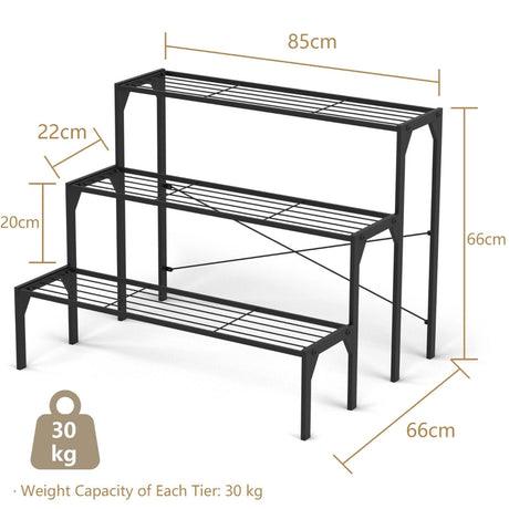 3 Tier Plant Stand with Heavy-Duty Steel Frame for Garden & Patio & Balcony