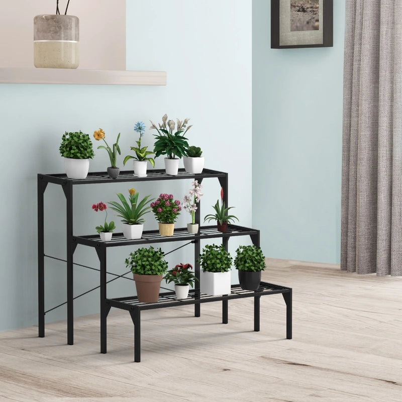 3 Tier Plant Stand with Heavy-Duty Steel Frame for Garden & Patio & Balcony