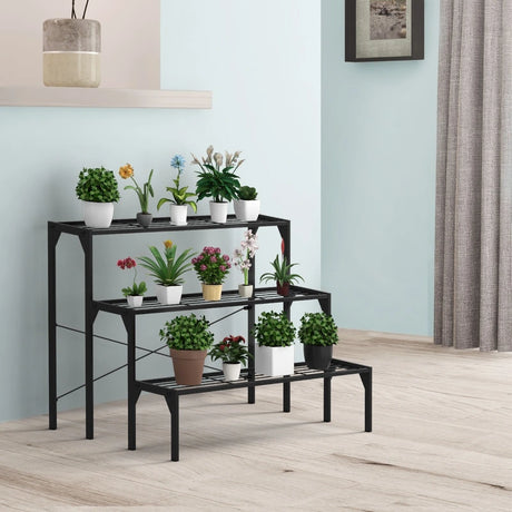 3 Tier Plant Stand with Heavy-Duty Steel Frame for Garden & Patio & Balcony
