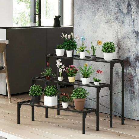 3 Tier Plant Stand with Heavy-Duty Steel Frame for Garden & Patio & Balcony