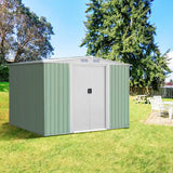 6' x 8' Outdoor Storage Shed Tool House with Sliding Door-Light Green