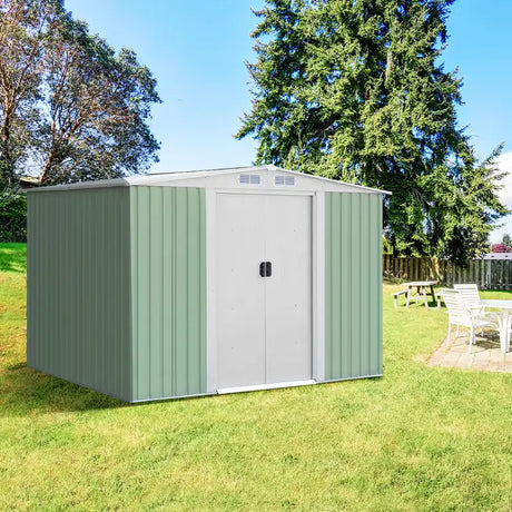 6' x 8' Outdoor Storage Shed Tool House with Sliding Door-Light Green