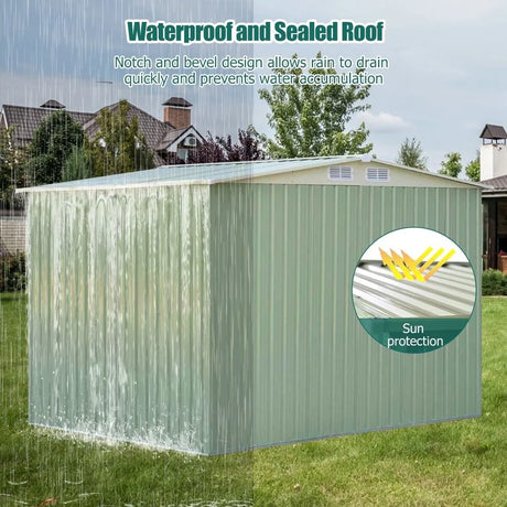 6' x 8' Outdoor Storage Shed Tool House with Sliding Door-Light Green