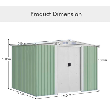 6' x 8' Outdoor Storage Shed Tool House with Sliding Door-Light Green