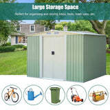 6' x 8' Outdoor Storage Shed Tool House with Sliding Door-Light Green