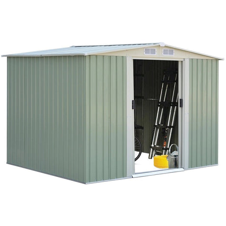 6' x 8' Outdoor Storage Shed Tool House with Sliding Door-Light Green