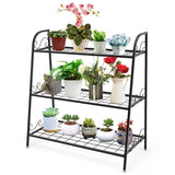 3-Tier Metal Plant Stand with Adjustable Feet for Indoor & Outdoor