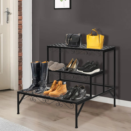 3-Tier Metal Plant Stand for Patio & Garden & Balcony