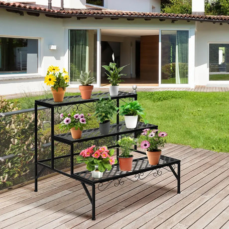3-Tier Metal Plant Stand for Patio & Garden & Balcony