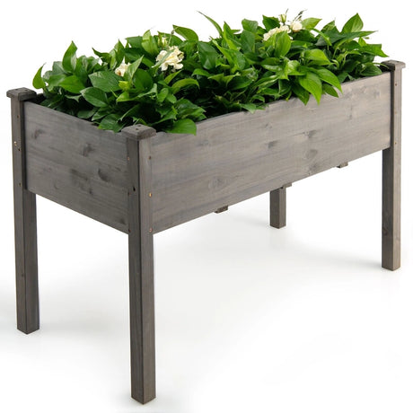 Wooden Planter Box with 100% Fir Wood Frame for Patio Grey