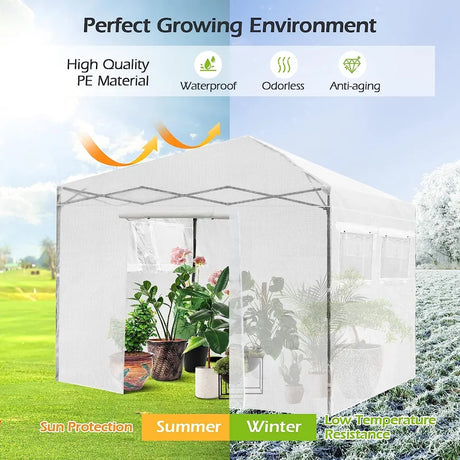 Greenhouse Outdoor Mini Walk-in Plant Portable Garden Greenhouse-White
