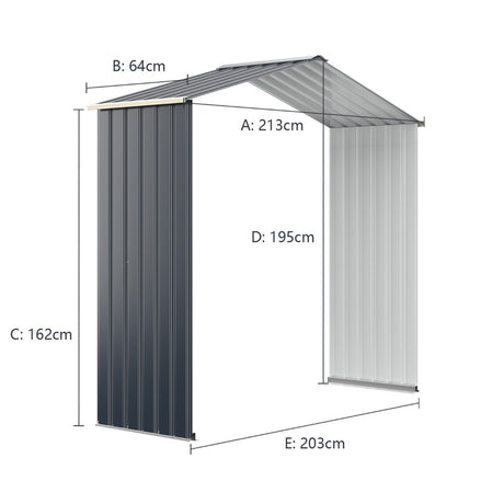 Outdoor Storage Shed with 4 Vents and Double Sliding Door-213cm Storage Shed Extension