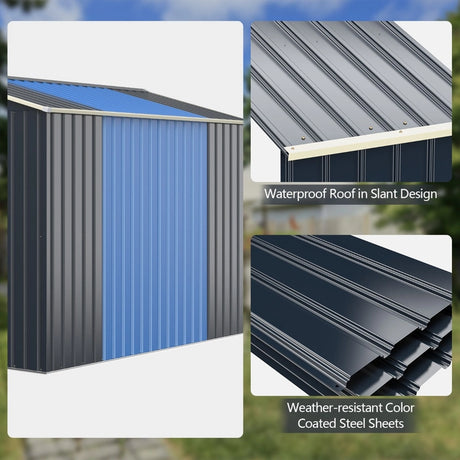 Outdoor Storage Shed with 4 Vents and Double Sliding Door-277cm Storage Shed Extension