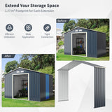 Outdoor Storage Shed with 4 Vents and Double Sliding Door-277cm Storage Shed Extension