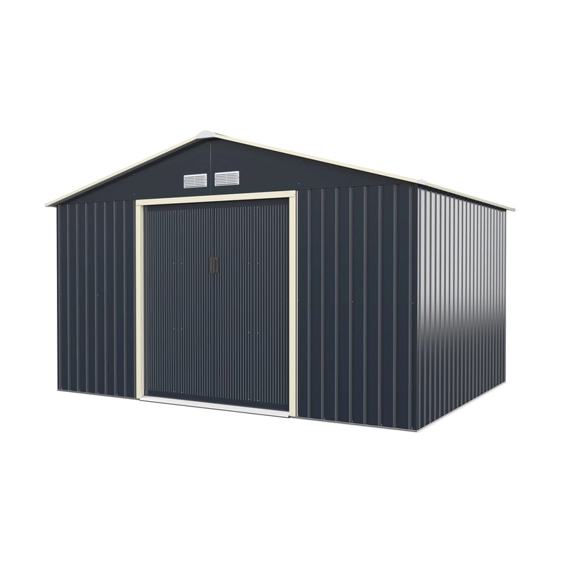 Outdoor Storage Shed with 4 Vents and Double Sliding Door-340x255cm Storage Shed
