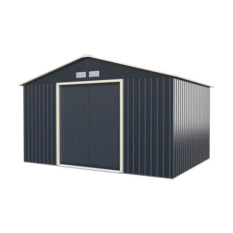 Outdoor Storage Shed with 4 Vents and Double Sliding Door-340x255cm Storage Shed