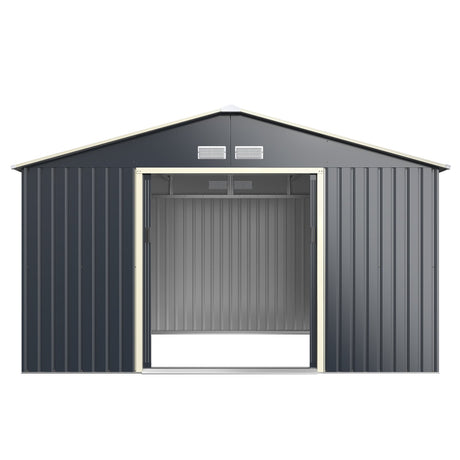 Outdoor Storage Shed with 4 Vents and Double Sliding Door-340x255cm Storage Shed