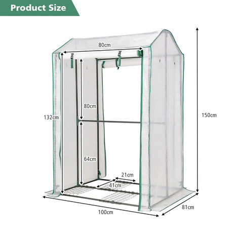 Walk-in Garden Greenhouse with Zippered Doors for Outdoor
