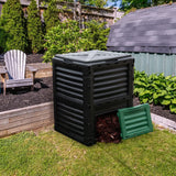 80-Gallon Outdoor Composter with Large Openable Lid and Bottom Exit Door