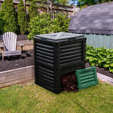 80-Gallon Outdoor Composter with Large Openable Lid and Bottom Exit Door