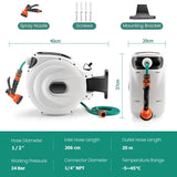 15+1M and 20+2M Wall Mounted Hose Reel Retractable Auto Rewind Watering-20+2M