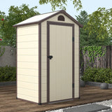 Outdoor Storage Shed with Lockable Door Window and Air Vents-Beige