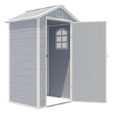 Outdoor Storage Shed with Lockable Door Window and Air Vents-Grey