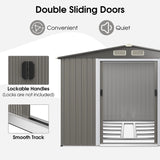 Galvanized steel tool shed with foundation &amp; double doors &amp; ramp 260 x 207 x 180 cm grey