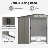 Outdoor Storage Shed with Foundation for Garden Yard-Light Grey