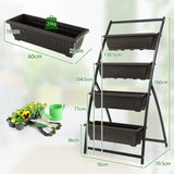 4-Tier Vertical Raised Garden Bed with 4 Containers and Drainage Holes-M