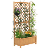 Planter Raised Bed with Trellis for Plant Flower Climbing-Orange