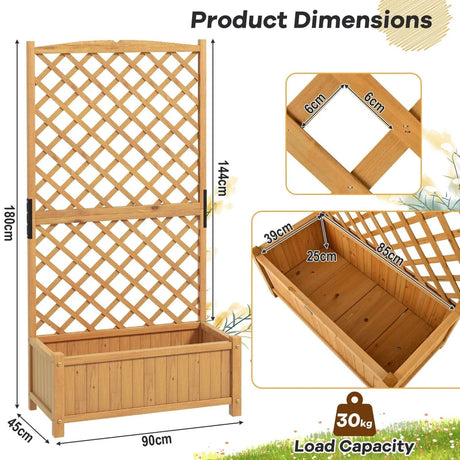Planter Raised Bed with Trellis for Plant Flower Climbing-Orange