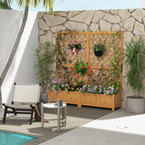 Planter Raised Bed with Trellis for Plant Flower Climbing-Orange