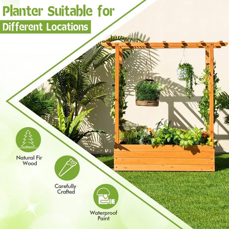 Raised Garden Bed with Top & Side Trellis for Garden
