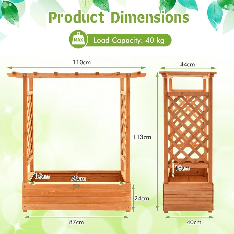 Raised Garden Bed with Top & Side Trellis for Garden
