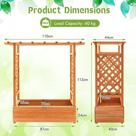 Raised Garden Bed with Top & Side Trellis for Garden