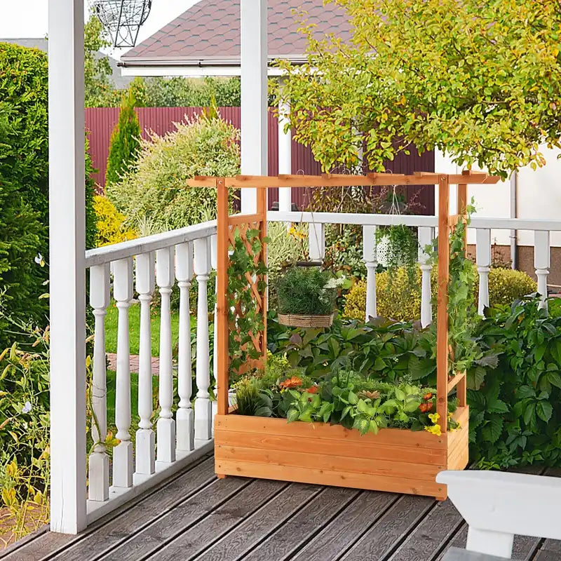 Raised Garden Bed with Top & Side Trellis for Garden