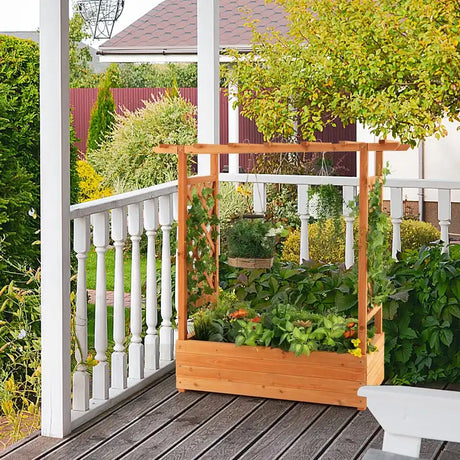 Raised Garden Bed with Top & Side Trellis for Garden